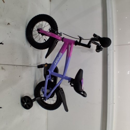 KIDS BICYCLE WITH TRAINING WHEELS - 12" - PINK AND PURPLE image 2