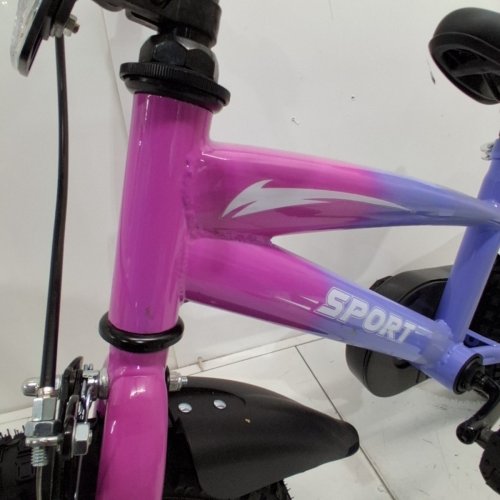 KIDS BICYCLE WITH TRAINING WHEELS - 12" - PINK AND PURPLE image 3