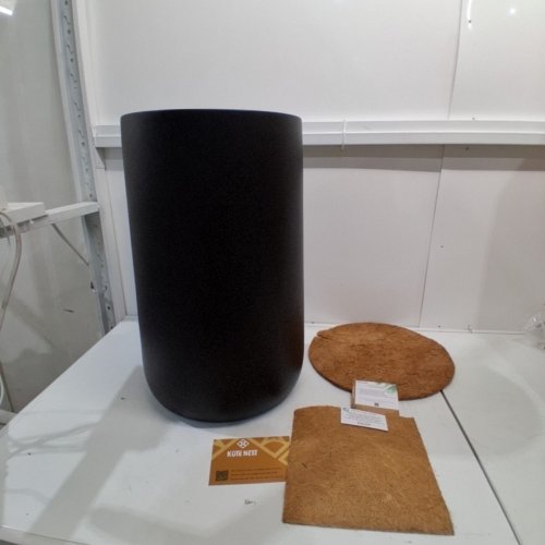 KUTE NEST TALL CONICO FIBERSTONE PLANTER WITH NATURAL COCO LINER - 15"X15" - BLACK (MODEL: KP-1050) image 3
