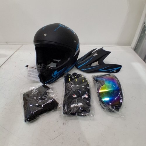 KIDS YOUTH MODELY DIRT BIKE HELMET KIT - MEDIUM - BLUE/BLACK image 2