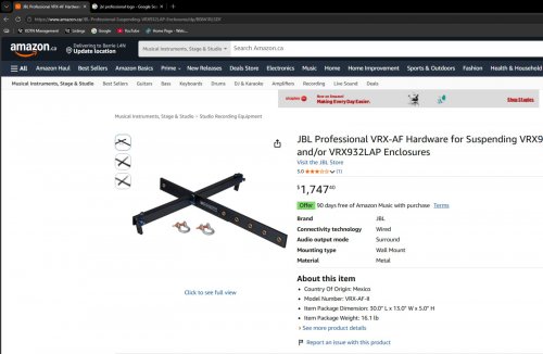 JBL PROFESSIONAL SUSPENSION HARDWARE KIT FOR VARIOUS VRX MODELS (MODEL: VRX-AF-II) image 2