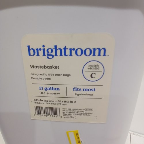 BRIGHTROOM PEDAL WASTEBASKET - 11 GAL - 24.5" X 10.5" X 18.75" - WHITE image 2