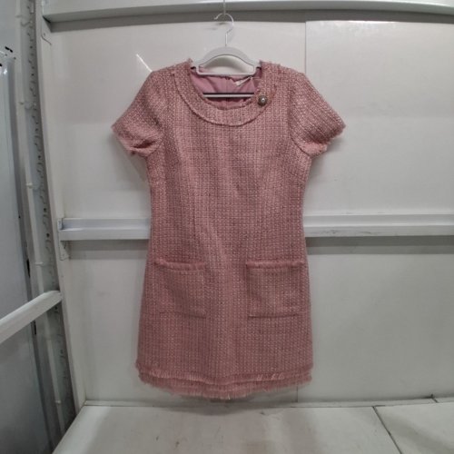 WOMEN'S ELIZA J SHORT SLEEVE BOAT NECK TWEED ALINE DRESS - 10 - BLUSH (STYLE: EJ2M6224) image 2