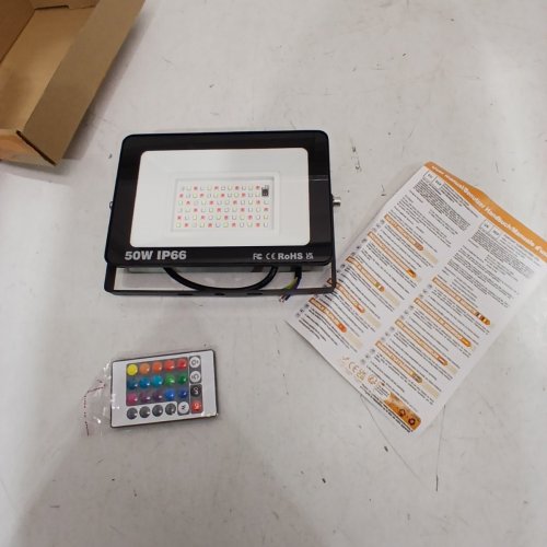 RIGIDON RGB LED OUTDOOR FLOOD LIGHT WITH 16 COLOR SETTINGS & REMOTE CONTROL - 50W, IP66 - 5" X 7" image 2