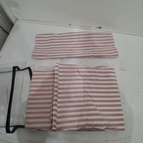 2PC JOLUSERE 100% COTTON STRIPED DUVET COVER AND PILLOW COVER - TWIN - PINK /WHITE image 2