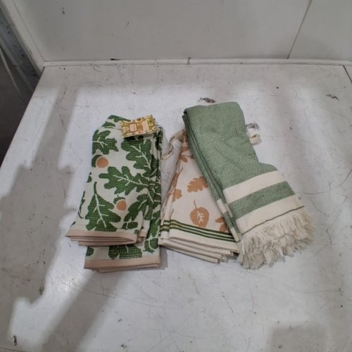 6PK MADE IN PORTUGAL KITCHEN TOWELS - 20" X 28" - GREEN/BIEGE/BROWN (MODEL: 3400770) image 2