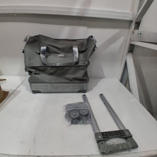 FASHION ROLLING EXPANDABLE DUFFLE TOTE WEEKENDER BAG WITH WHEELS AND TELESCOPIC HANDLE - GREY - (MODEL: QB:/T 1333-2018) image 2