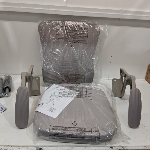 NASPALURO MESH SWIVEL ERGONOMIC OFFICE CHAIR WITH ADJUSTABLE HEIGHT, FLIP-UP ARMS AND LUMBAR SUPPORT-225LBS MAX -19.69" X 20.47" X 22.83"- GREY (MODEL:B801) image 2