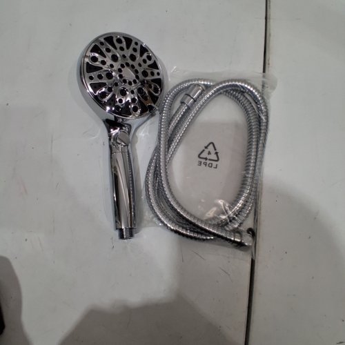 2PC HANDHELD SHOWER HEAD WITH HOSE AND 10 SPRAY MODES - CHROME image 2