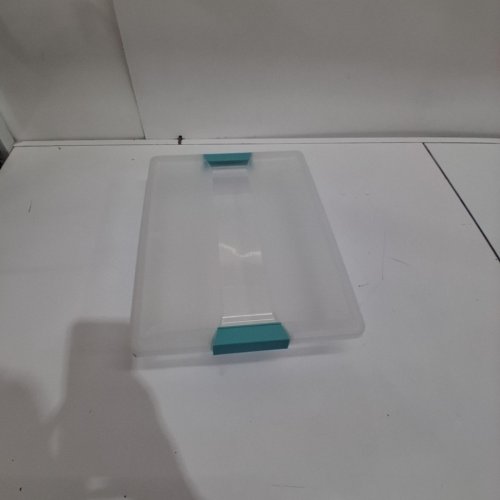 STERILITE LARGE CLIP BOX CLEAR WITH BLUE AQUARIUM LATCHES - 14" X 11" X 3 1/4" (MODEL: 1963-6) image 2