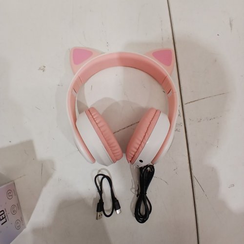 WAJIMO KID'S HEADPHONES WITH LED LIGHTS - BLUETOOTH - PINK (MODEL: STN-28) image 2