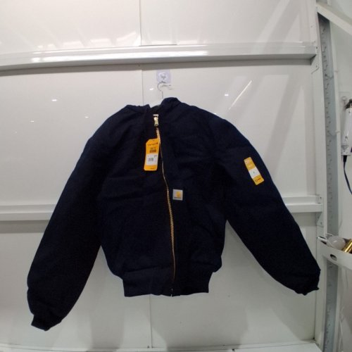 MEN'S CARHARTT LOOSE FIT FIRM DUCK INSULATED FLANNEL LINED HOODED ACTIVE JACKET - SMALL - NAVY BLUE (STYLE: 0J0140-M) image 2