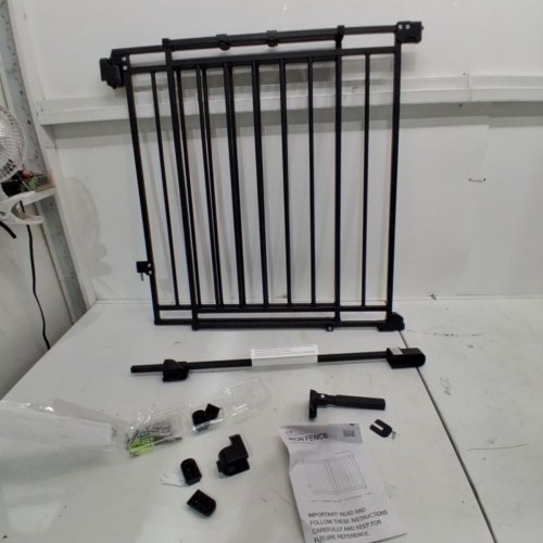 FUZZYNEST EXTRA WIDE ADJUSTABLE IRON BABY GATE FOR STAIRS DOORWAYS & HALLWAYS WITH NO BOTTOM BAR - 26.5"-43" X 29" - BLACK (MODEL: SH21.002G) image 2