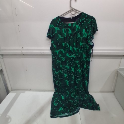 WOMENS TOMMY HILFIGER FLUTTER SLEEVES JERSEY MIDI DRESS - 16W - GREEN FLORAL image 2