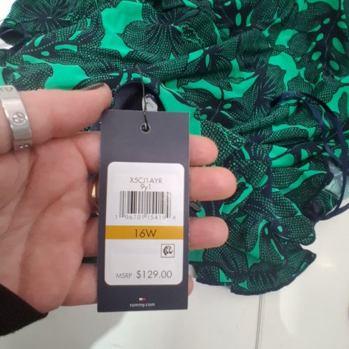WOMENS TOMMY HILFIGER FLUTTER SLEEVES JERSEY MIDI DRESS - 16W - GREEN FLORAL image 3