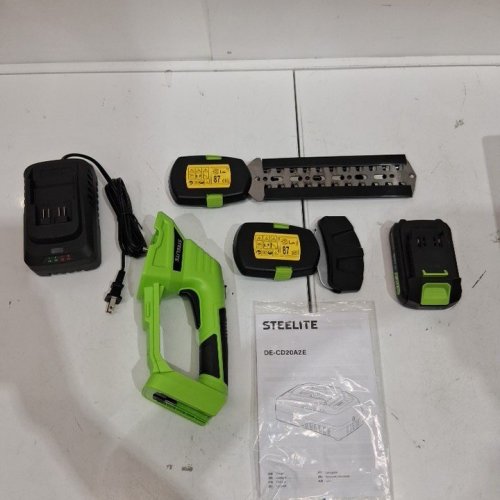 STEELITE 2-IN-1 ELECTRIC HANDHELD GRASS SHEAR & SHRUB TRIMMER KIT - WITH 2.0 AH LITHIUM-ION BATTERY - BLACK/GREEN (MODEL: DG620-1) image 4
