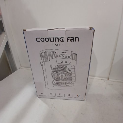 TIOKVIOP 4-IN-1 PERSONAL PORTABLE EVAPORATIVE AIR COOLING FAN WITH REMOTE, 3 WIND SPEED, 3 COOL MIST, 2-8 HOUR TIMER, AND LED LIGHT - WHITE (MODEL: AB-1) image 4