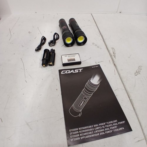 2PK COAST WATERPROOF FLASHLIGHT WITH 3500 LUMENS - IP54 WITH DUAL POWER - BLACK/RED (MODEL: 1937911). image 3