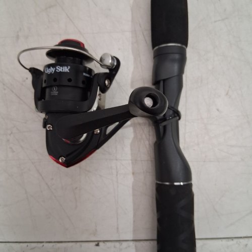 2PC UGLY STIK MEDIUM / HEAVY FISHING GX2 ICE SPINNING ROD AND REEL COMBO - 30" - BLACK / RED ACCENTS (MODEL: 1611411) image 4