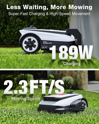 ECOVACS GOAT A3000 LIDAR PRO ROBOTIC LAWN MOWER -7500MAH BATTERY WITH 189W FAST CHARGING, BUILT-IN TRUEDGE EDGE TRIMMER, SMART APP CONTROL -WHITE/BLACK (MODEL: MR2507G) image 5
