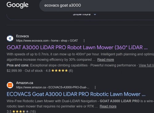 ECOVACS GOAT A3000 LIDAR PRO ROBOTIC LAWN MOWER -7500MAH BATTERY WITH 189W FAST CHARGING, BUILT-IN TRUEDGE EDGE TRIMMER, SMART APP CONTROL -WHITE/BLACK (MODEL: MR2507G) image 2