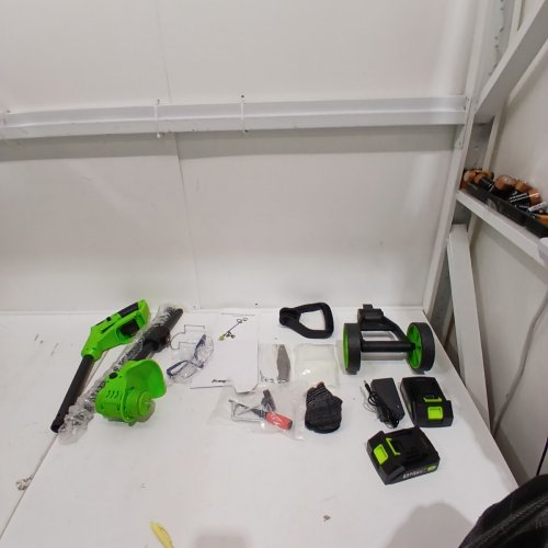 CORDLESS GRASS TRIMMER WEED WHACKER WITH 2 RECHARGEABLE BATTERIES - 21V - GREEN image 3