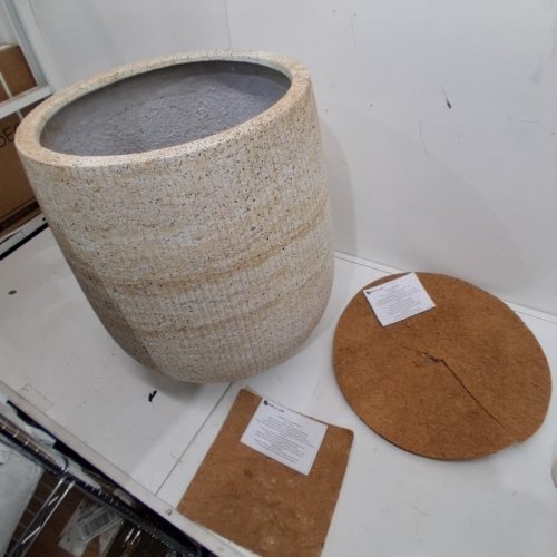 DEPLA LANE SERENO TAPERED RIBBED PLANTER - 22" X 17" - TRAVERTINE BEIGE (MODEL: 1042) image 3