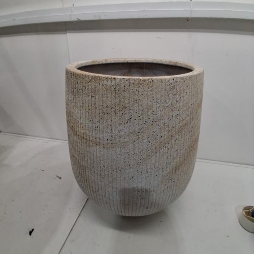 DEPLA LANE SERENO TAPERED RIBBED PLANTER - 22" X 17" - TRAVERTINE BEIGE (MODEL: 1042) image 5