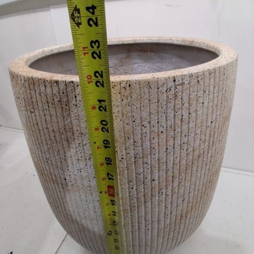 DEPLA LANE SERENO TAPERED RIBBED PLANTER - 22" X 17" - TRAVERTINE BEIGE (MODEL: 1042) image 6