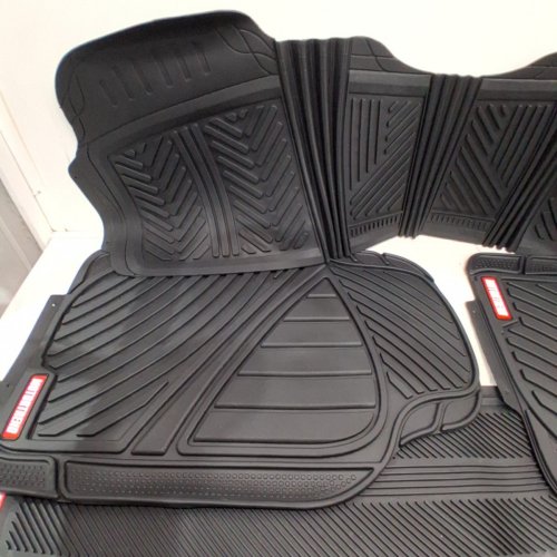 4PC MOTOR TREND FLEXTOUGH TRIMMABLE BASELINE HEAVY DUTY RUBBER CAR FLOOR MATS, UNIVERSAL FIT FOR TRUCKS/SUVS - BLACK (MODEL: OF-773-BK+OF-801-BK) image 3