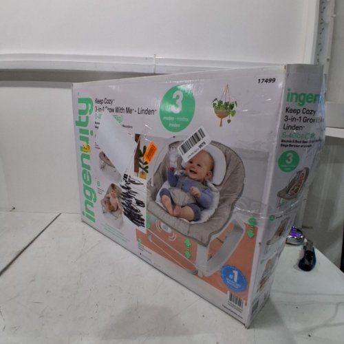 INGENUITY KEEP COZY 3-IN-1 GROW WITH ME VIBRATING BABY BOUNCER SEAT & ROCKER - 6-40LBS - LINDEN (MODEL: 17499) image 4