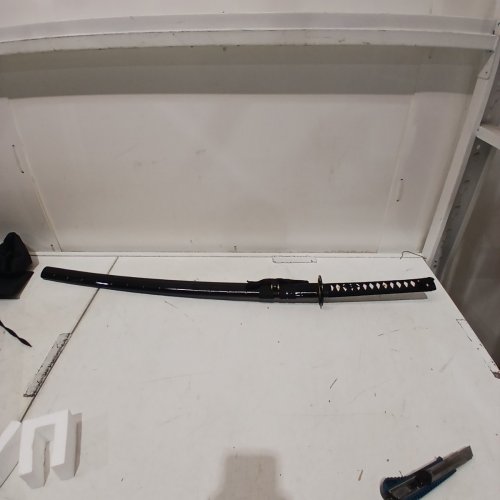 MINI KATANA **SHARPENED** METAL DECORATIVE COLLECTIBLE KATANA SWORD - 40" - WHITE/BLACK image 2