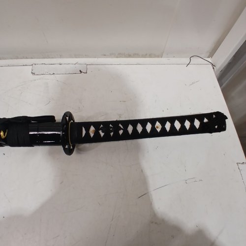 MINI KATANA **SHARPENED** METAL DECORATIVE COLLECTIBLE KATANA SWORD - 40" - WHITE/BLACK image 3