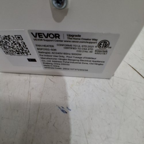 VEVOR DIGITAL FAN-FORCED CEILING MOUNT SHOP/GARAGE HEATER W/ REMOTE CONTROL & OVERHEAT PROTECTION, 5000W - 11" X 13" - WHITE - (MODEL: BGP2102-50R) image 2