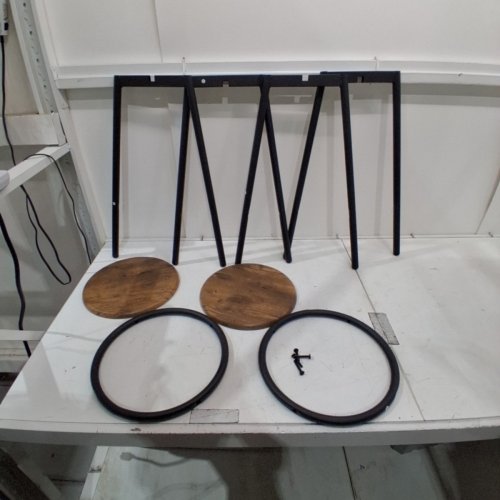 2PK ROUND METAL BAR STOOLS - 12" X 24" - BLACK/BROWN image 2