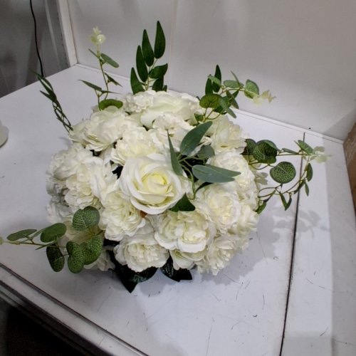 10PC NUPTIO FLOWER BALL ARRANGEMENT BOUQUET - 16" - WHITE image 3