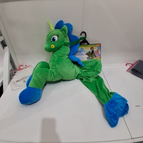 TODDLER UNICORN RIDER COSTUME - 3-4T - GREEN AND BLUE image 3