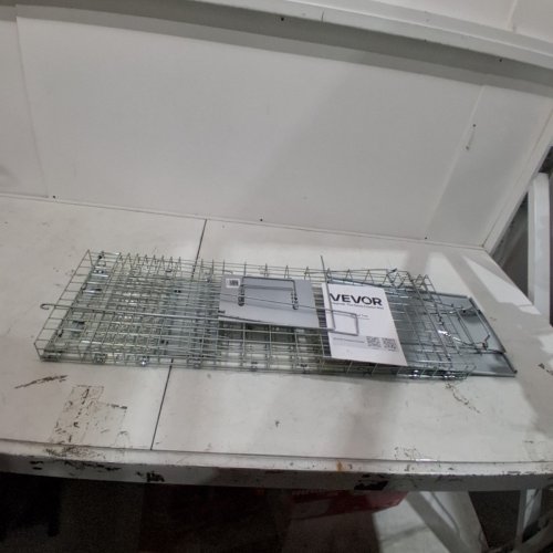 VEVOR HUMANE ANIMAL TRAP, GALVANIZED IRON - 30" X 10" X 12" - SILVER (MODEL: LB-28A) image 2