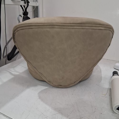 WALKTORY ARMLESS VANITY CHAIR WITH BACK & WHEELS, LUMBAR SUPPORT, ADJUSTABLE HEIGHT & 360° SWIVEL FOR HOME, BEDROOM & OFFICE - 18.5" X 9.44" - PU LEATHER/KHAKI (MODEL: BKYV3CA-KHAKI) image 5