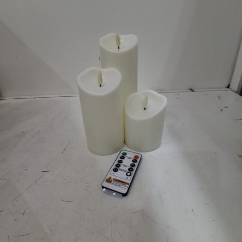 3PC LED FLAMELESS CANDLES WITH REMOTE - 5"/6"/7" - YELLOW image 2