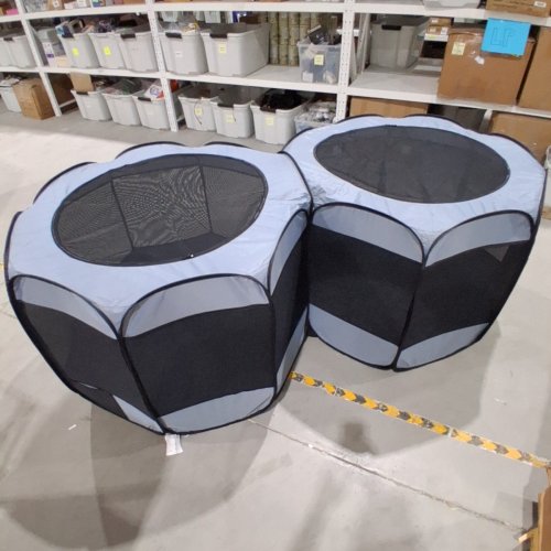 BETTERTENT 2-IN-1 FOLDABLE PET PLAYPEN - 55" X 28" X 17", NO DIVIDER - BLACK/GREY image 3