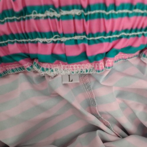 women's STRIPED ELASTIC WAIST LONG SKIRT - LARGE - PINK AND TEAL image 3