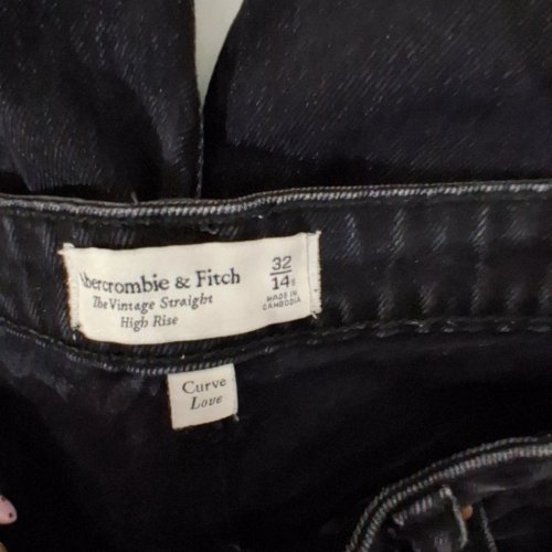 WOMEN'S ABERCROMBIE & FITCH VINTAGE STRAIGHT HIGH RISE JEANS - 32 / 14S - BLACK image 3