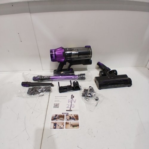 CORDLESS VACUUM CLEANER WITH POWERFUL SUCTION AND ATTACHMENTS - 22V - GREY/PURPLE - (MODEL:RV20) image 3