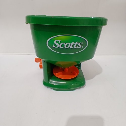 SCOTTS WHIRL HAND-POWERED GRASS SEED SPREADER - 1500SQ. FT - GREEN / ORANGE (MODEL: LB13594) image 2