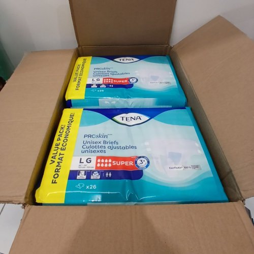 52PK ADULTS TENA PROSKIN SUPER ABSORBENCY BRIEFS - LARGE - WHITE image 2