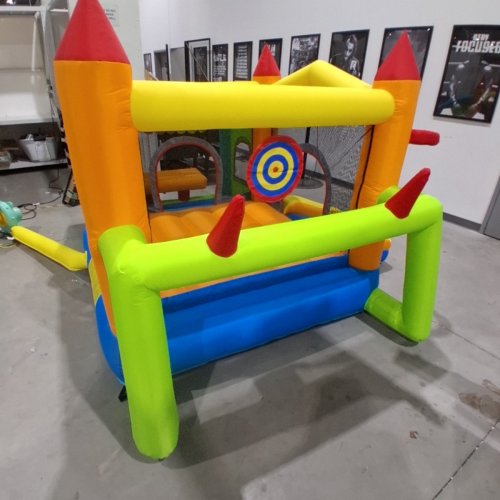 FBSPORT INFLATABLE BOUNCE CASTLE HOUSE WITH 480W BLOWER - 115" X 97" X 70" - BLUE, YELLOW, ORANGE AND MULTICOLOUR (MODEL: HY-2401) image 10