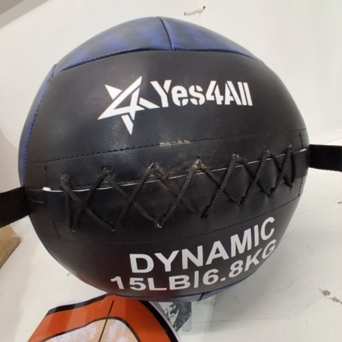 YES4ALL SOFT MEDICINE WALL BALL AND TARGET STICKER - 15 LBS - BLUE / BLACK (MODEL: UNM5) image 4