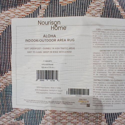 NOURISON HOME INDOOR/OUTDOOR FLORAL AREA RUG - 4FT X 4FT - MULTICOLOR (STYLE: ALH05-MTC) image 4