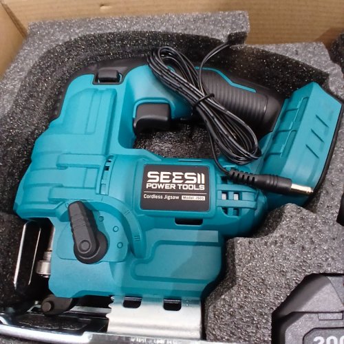 SEESII 21V CORDLESS JIG SAW (0-45* BEVEL CUTS, 4 ORBITAL ACTIONS) - 2800SPM VARIABLE SPEED, MINI JIGSAW - TEAL BLUE (MODEL: JS01) image 4